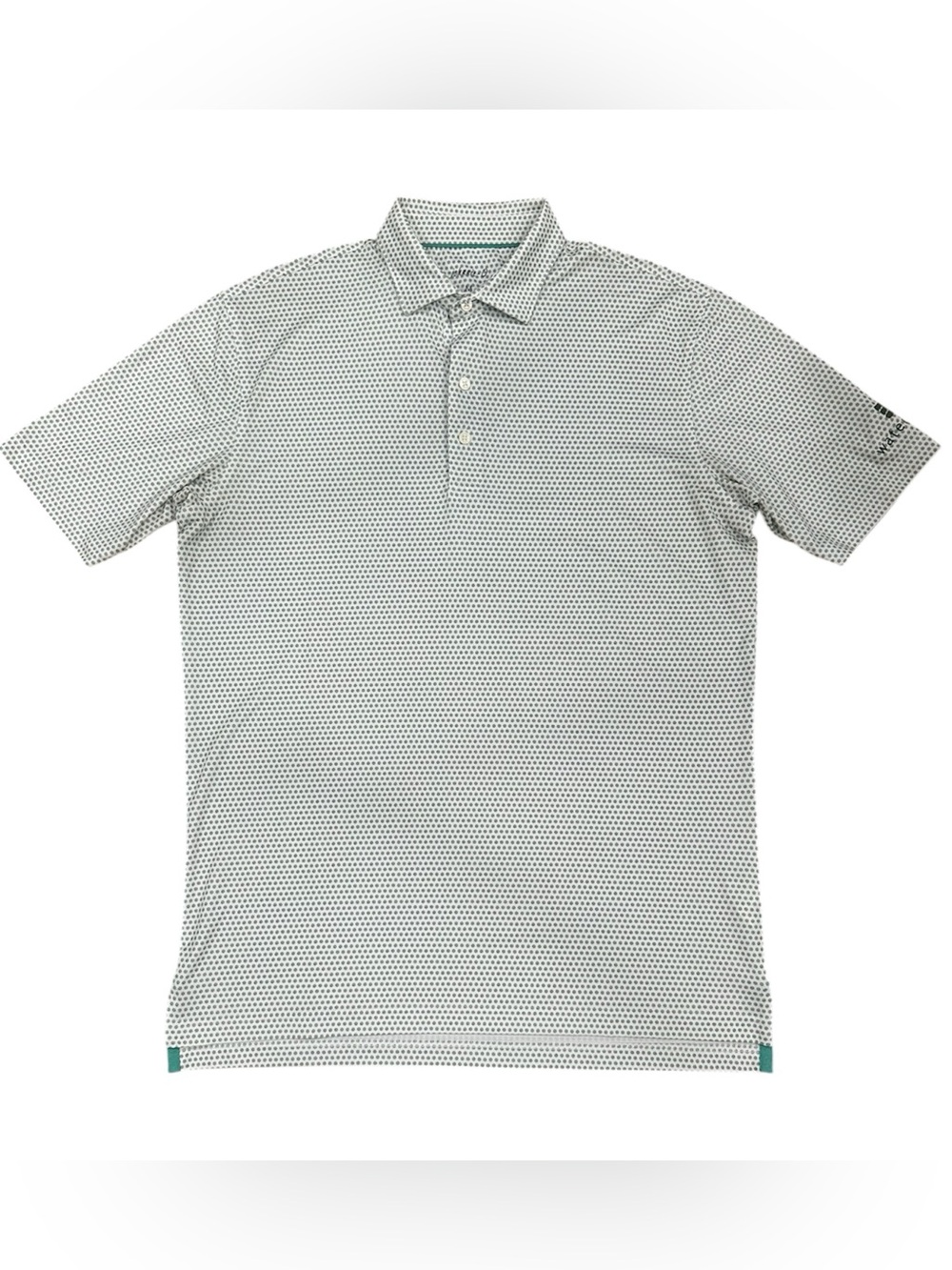 johnnie-O White & Green Polo w/ Watercolor logo, Medium